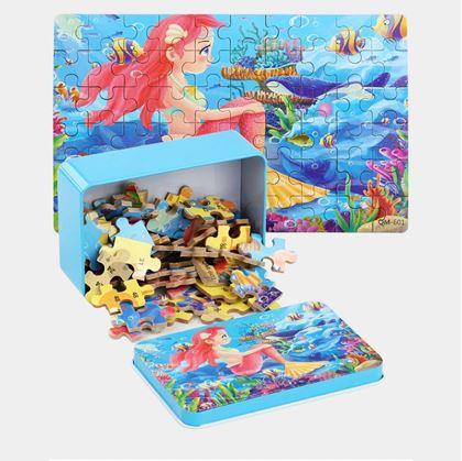Obrázek z Dětské puzzle v plechové krabičce - mořská panna