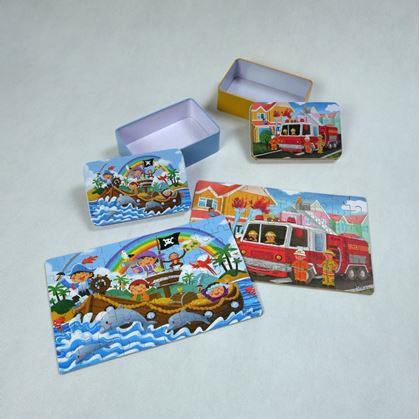 Obrázek z Dětské puzzle v plechové krabičce - piráti