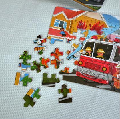 Obrázek z Dětské puzzle v plechové krabičce - hasiči