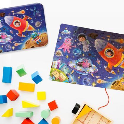 Obrázek z Dětské puzzle v plechové krabičce - vesmír