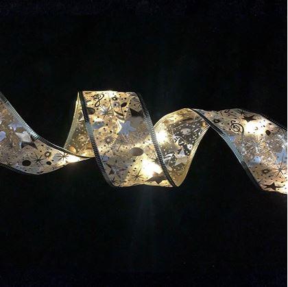 Obrázek z Svítící vánoční stuha 5 m - zlatá