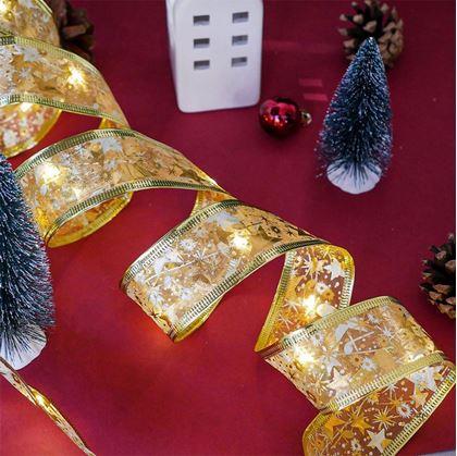Obrázek z Svítící vánoční stuha 5 m - zlatá
