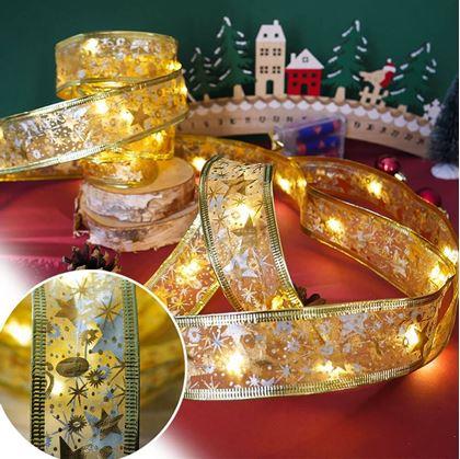 Obrázek z Svítící vánoční stuha 5 m - zlatá