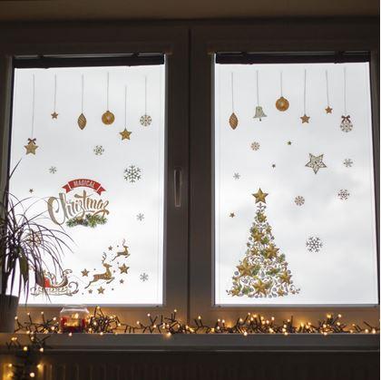 Obrázek z Vánoční nálepky na okno - zlaté ozdoby