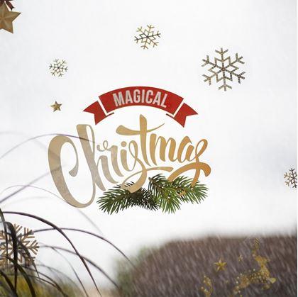 Obrázek z Vánoční nálepky na okno - zlaté ozdoby