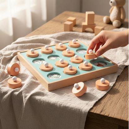 Obrázek Dřevěná paměťová hra s vyměnitelnými obrázky