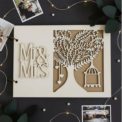 Obrázek z Dřevěná svatební kniha hostů