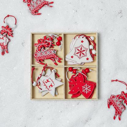 Obrázek Sada dřevěných ozdob 12 ks