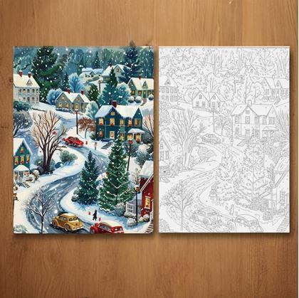 Obrázek z Malování podle čísel, vypnuté plátno na rám - zimní venkov