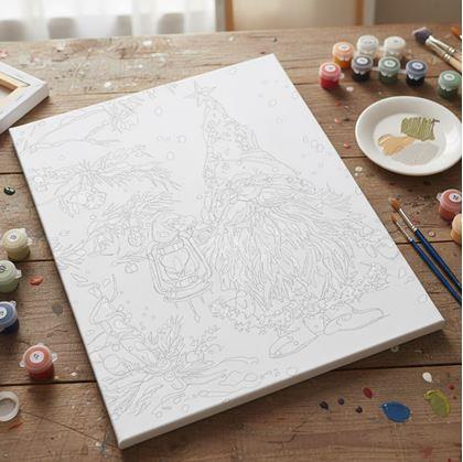 Obrázek z Malování podle čísel, vypnuté plátno na rám - vánoční skřítek