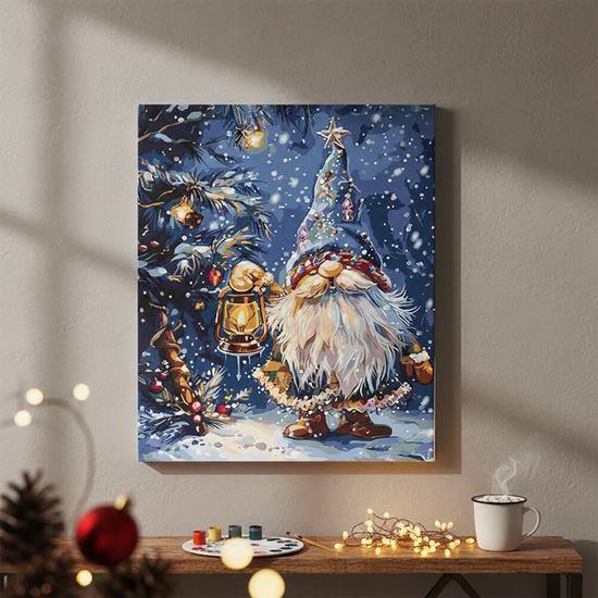 Obrázek z Malování podle čísel, vypnuté plátno na rám - vánoční skřítek