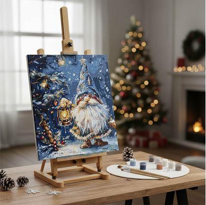 Obrázek z Malování podle čísel, vypnuté plátno na rám - vánoční skřítek
