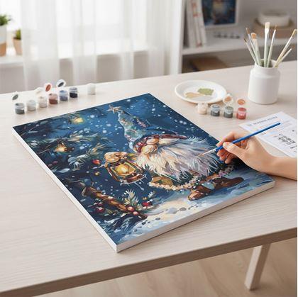 Obrázek z Malování podle čísel, vypnuté plátno na rám - vánoční skřítek