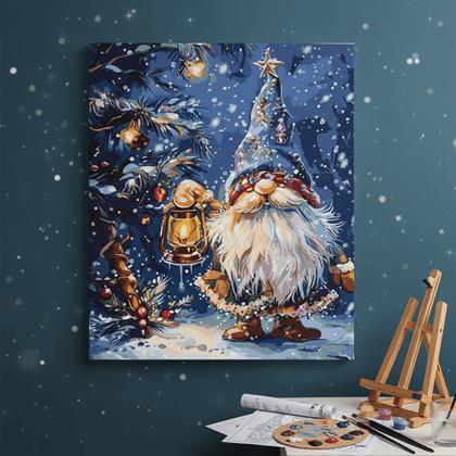 Obrázek z Malování podle čísel, vypnuté plátno na rám - vánoční skřítek