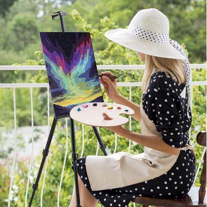 Obrázek z Malování podle čísel, vypnuté plátno na rám - polární záře