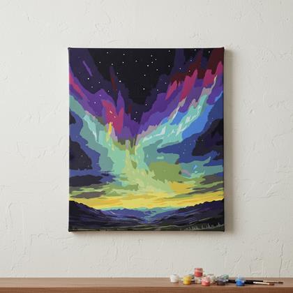 Obrázek z Malování podle čísel, vypnuté plátno na rám - polární záře