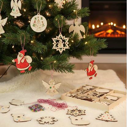 Obrázek Dřevěné ozdoby k vybarvení 32 ks