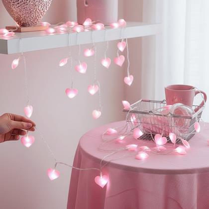 Obrázek z LED světelný řetěz - růžová srdce