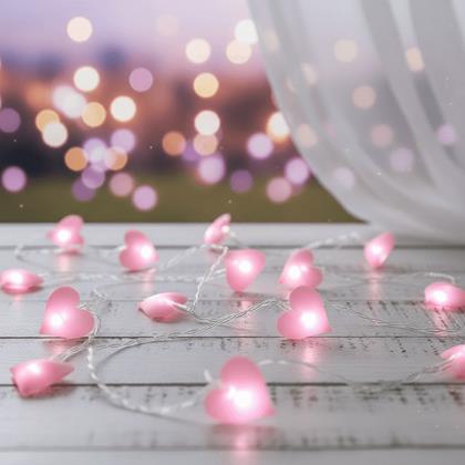 Obrázek z LED světelný řetěz - růžová srdce