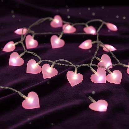 Obrázek LED světelný řetěz - růžová srdce