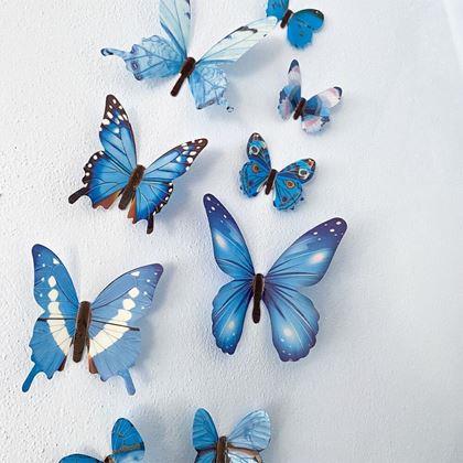 Obrázek z Set svítících motýlků na zeď - modrý