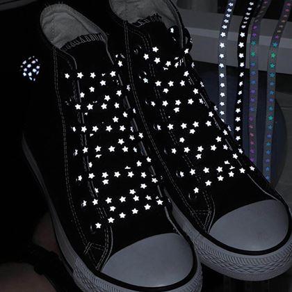 Obrázek z Tkaničky s reflexními hvězdičkami - černé