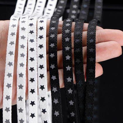 Obrázek z Tkaničky s reflexními hvězdičkami - bílé