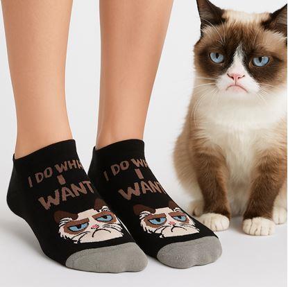 Obrázek Veselé ponožky naštvaná kočka