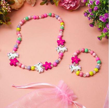 Obrázek z Sada náhrdelník a náramek z dřevěných korálků