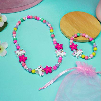 Obrázek z Sada náhrdelník a náramek z dřevěných korálků