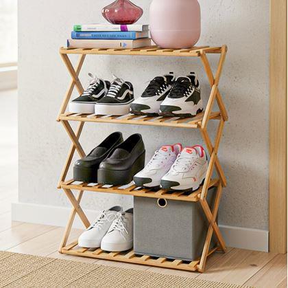 Obrázek z Přenosný rozkládací dřevěný botník