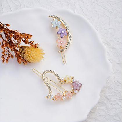 Obrázek z Kytičkové sponky do vlasů s kamínky 4ks