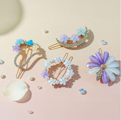 Obrázek Kytičkové sponky do vlasů s kamínky 4ks