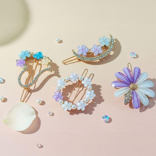 Obrázek z Kytičkové sponky do vlasů s kamínky 4ks