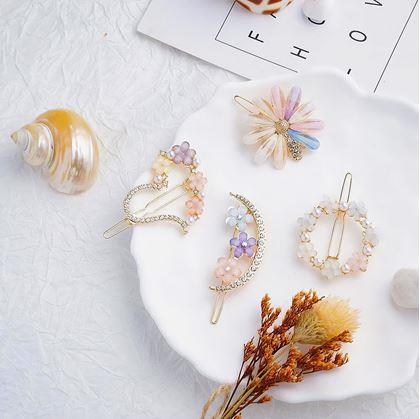 Obrázek z Kytičkové sponky do vlasů s kamínky 4ks