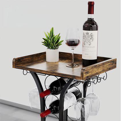 Obrázek z Kovový stojan na 14 lahví vína a 4 sklenice