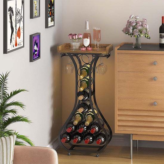 Obrázek z Kovový stojan na 14 lahví vína a 4 sklenice