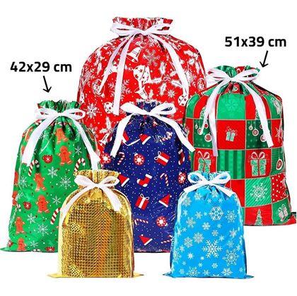 Obrázek z Vánoční dárkový balicí sáček se šňůrkou - 42x29 cm