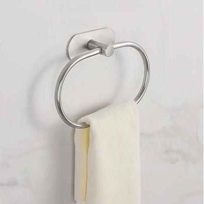 Obrázek z Nalepovací držák na ručníky kruh - stříbrný