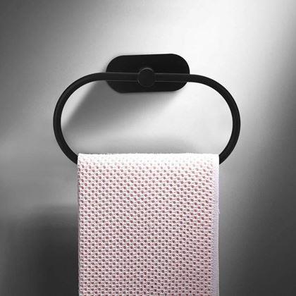 Obrázek z Nalepovací držák na ručníky kruh - černý