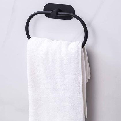Obrázek z Nalepovací držák na ručníky kruh - černý