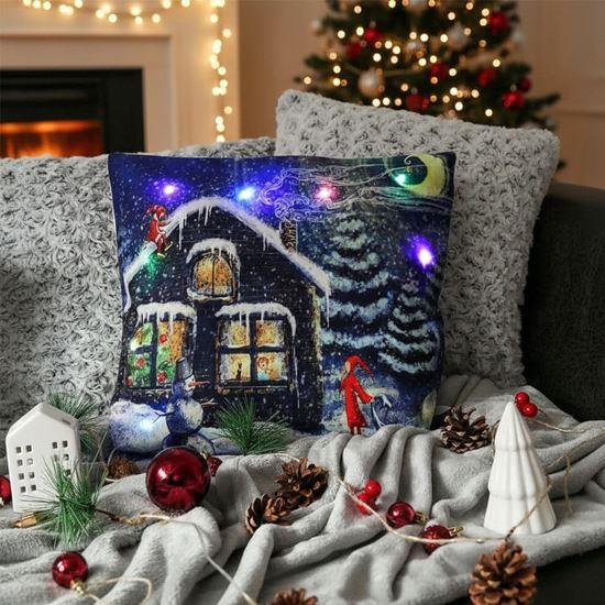 Obrázek z Vánoční svítící povlak na polštář - vánoční chaloupka