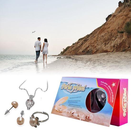 Obrázek z Perla přání v perlorodce s náhrdelníkem, náušnicemi a prstýnkem