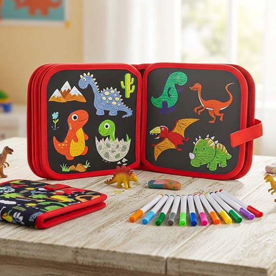 Obrázek z Dětská kreslící knížka s fixy - dinosauři