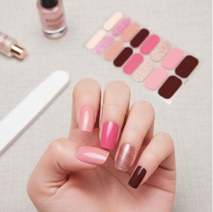 Obrázek z Samolepky na nehty - růžová a bordó