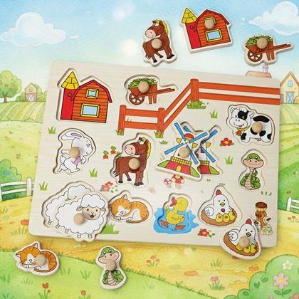 Obrázek z Dřevěná vkládačka - zvířátka na farmě