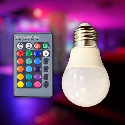 Obrázek LED RGB žárovka s ovladačem - 16 barev