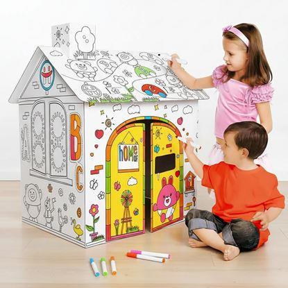 Obrázek Dětský domeček k vybarvení s fixy 60,5 x 48 x 70 cm