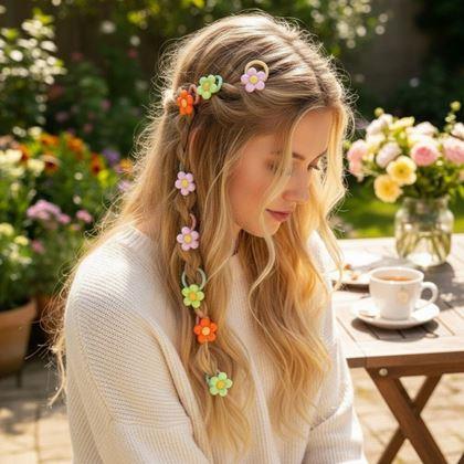 Obrázek z Dětské gumičky do vlasů 10 ks - kytičky