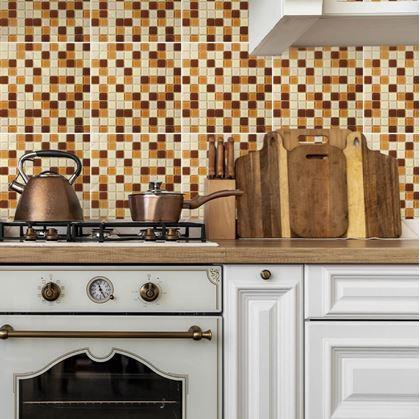 Obrázek z Skleněná mozaika na mřížce 30 x 30 cm - hnědá